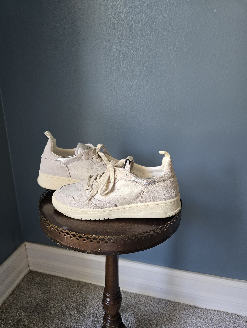 Steve Madden Off-White Suede & Leather Low-Top Sneakers